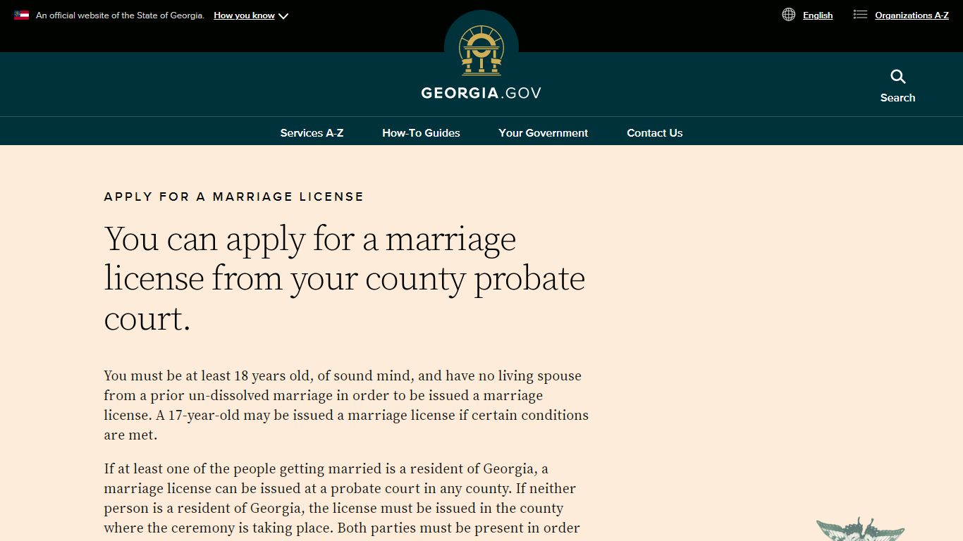 Apply for a Marriage License | Georgia.gov